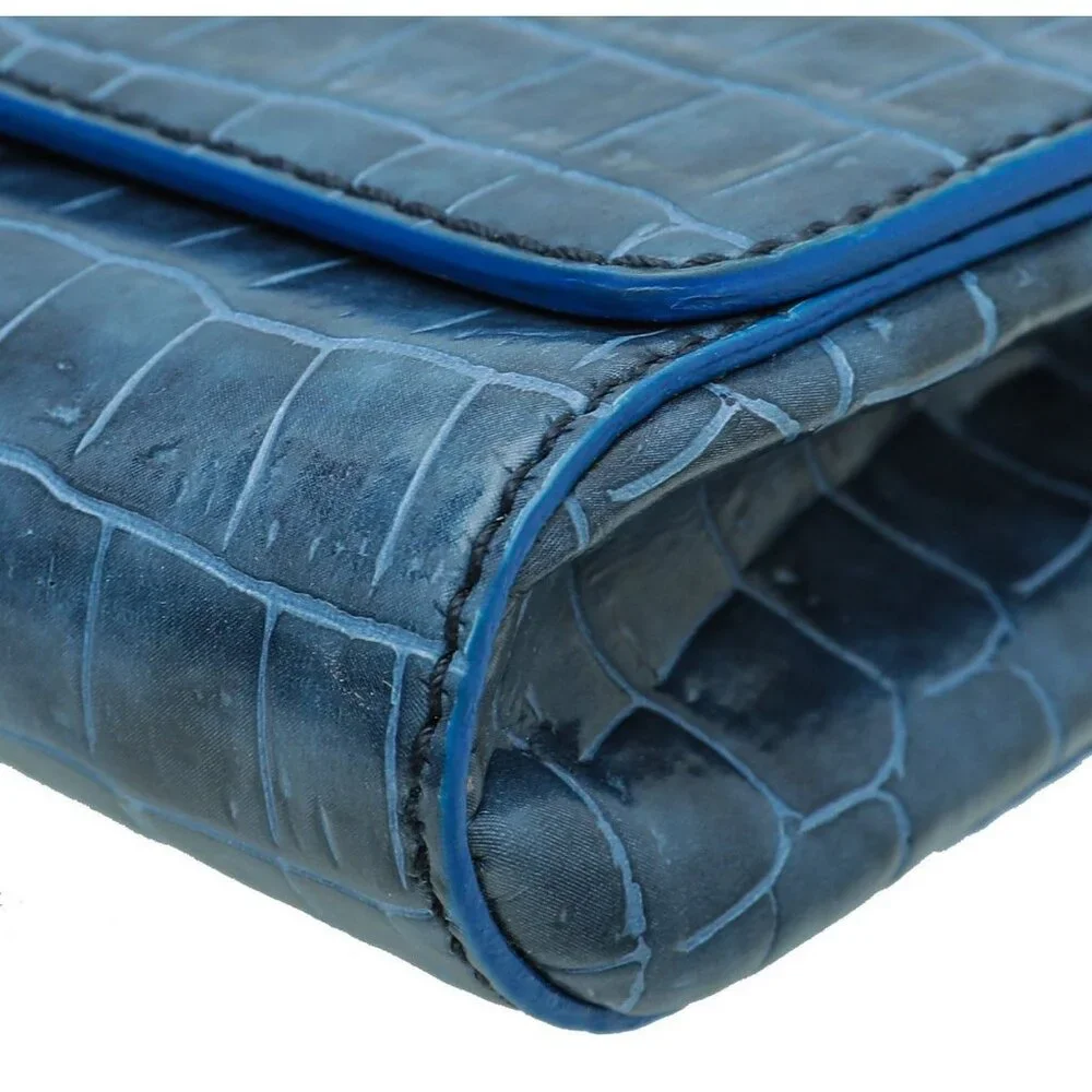 Stella Mccartney Blue Faux Croc Betty Clutch Blue 304958-W9275-4005